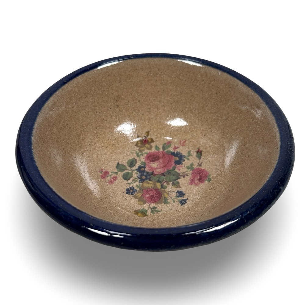 Monroe Salt Works Chippendale Coupe Soup Bowl Salt Glazed Floral Stoneware Maine